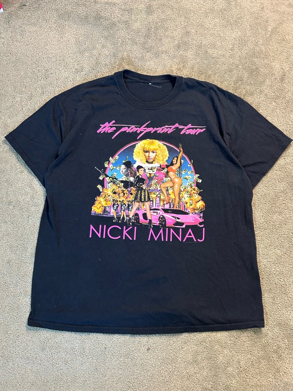 Vintage Nicki Minaj The Pink Print Tour Rap T Shirt Size XL 2013-14 Y2K